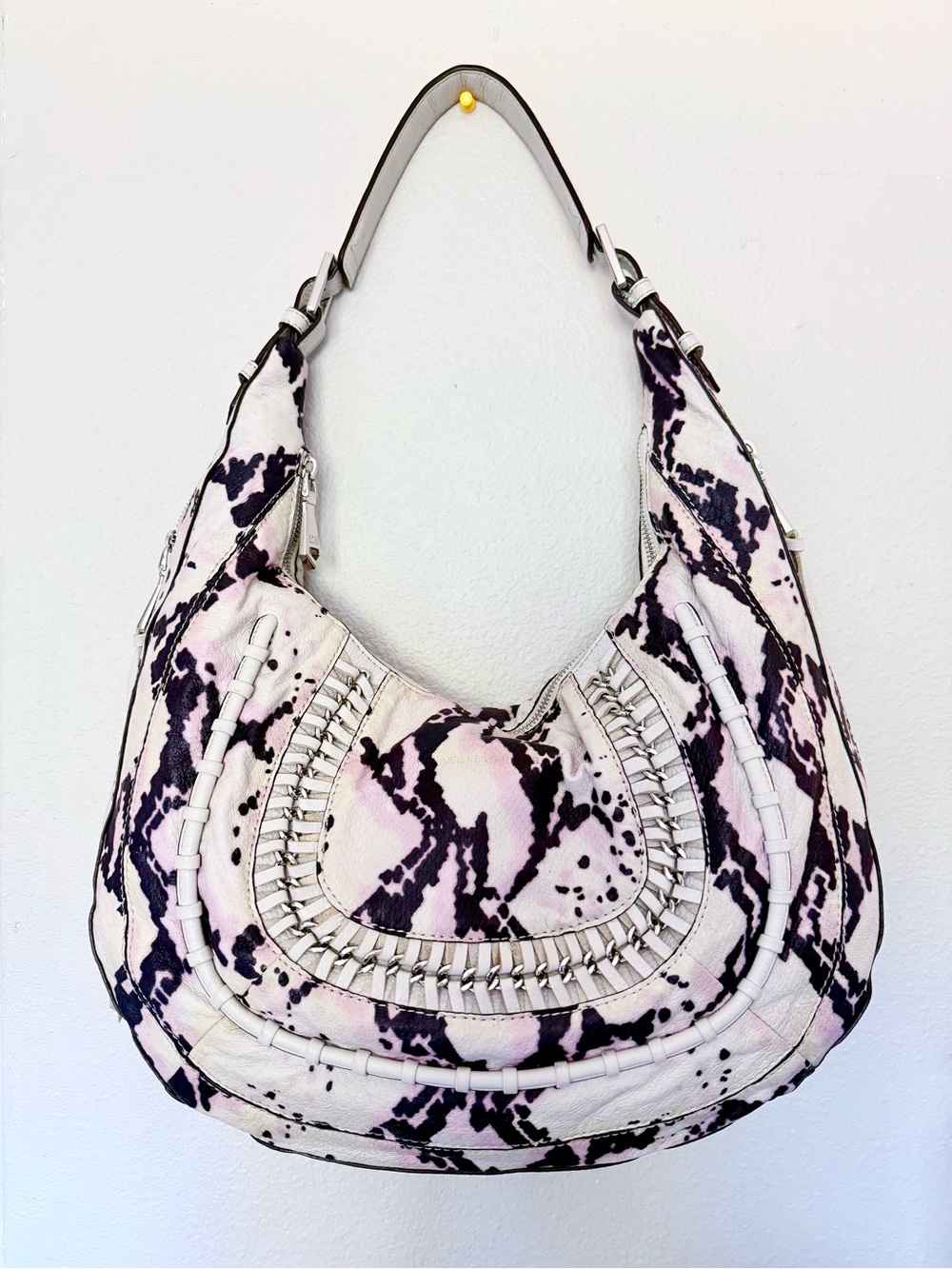 Aimee Kestenberg Lavender Snake Print Hobo Shoulder Bag